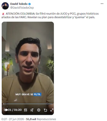 David Toledo denunció intento de desestabilización por parte de la Juco y el Partido Comunista - crédito @DavidToledoOsp/X