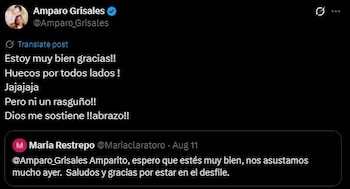 Amparo Grisales contó cómo está