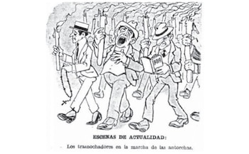 "Los trasnochadores en la marcha de las antorchas", publicó Caras y Caretas tras la movilización del 1º de noviembre de 1918.