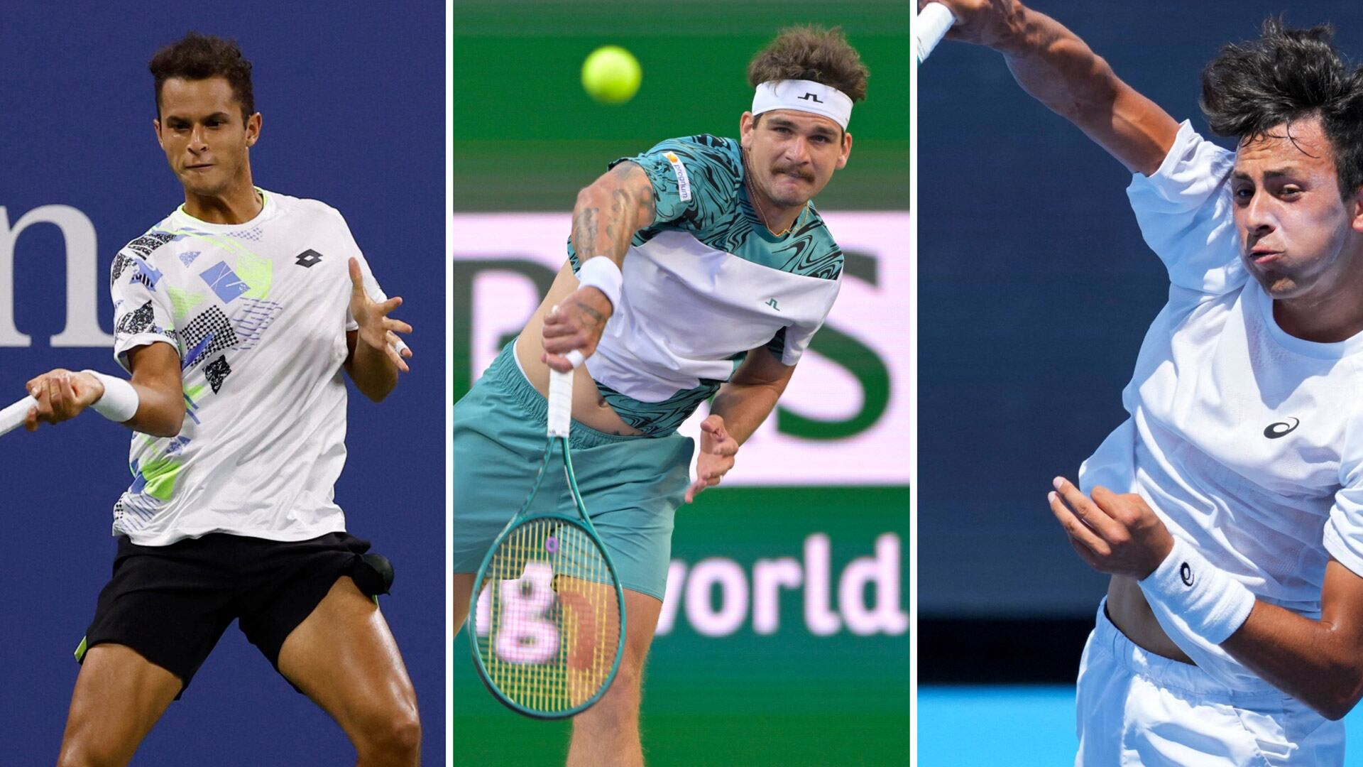 El peruano Varillas (izquierda), el brasileño Seyboth Wild (derecha) y el estadounidense Nava, algunos de los jugadores que darán el presente (Fuente: Reuters)