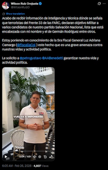 Wilson Ruiz Orejuela advirtió sobre