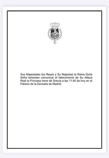 Comunicado de la Casa Real