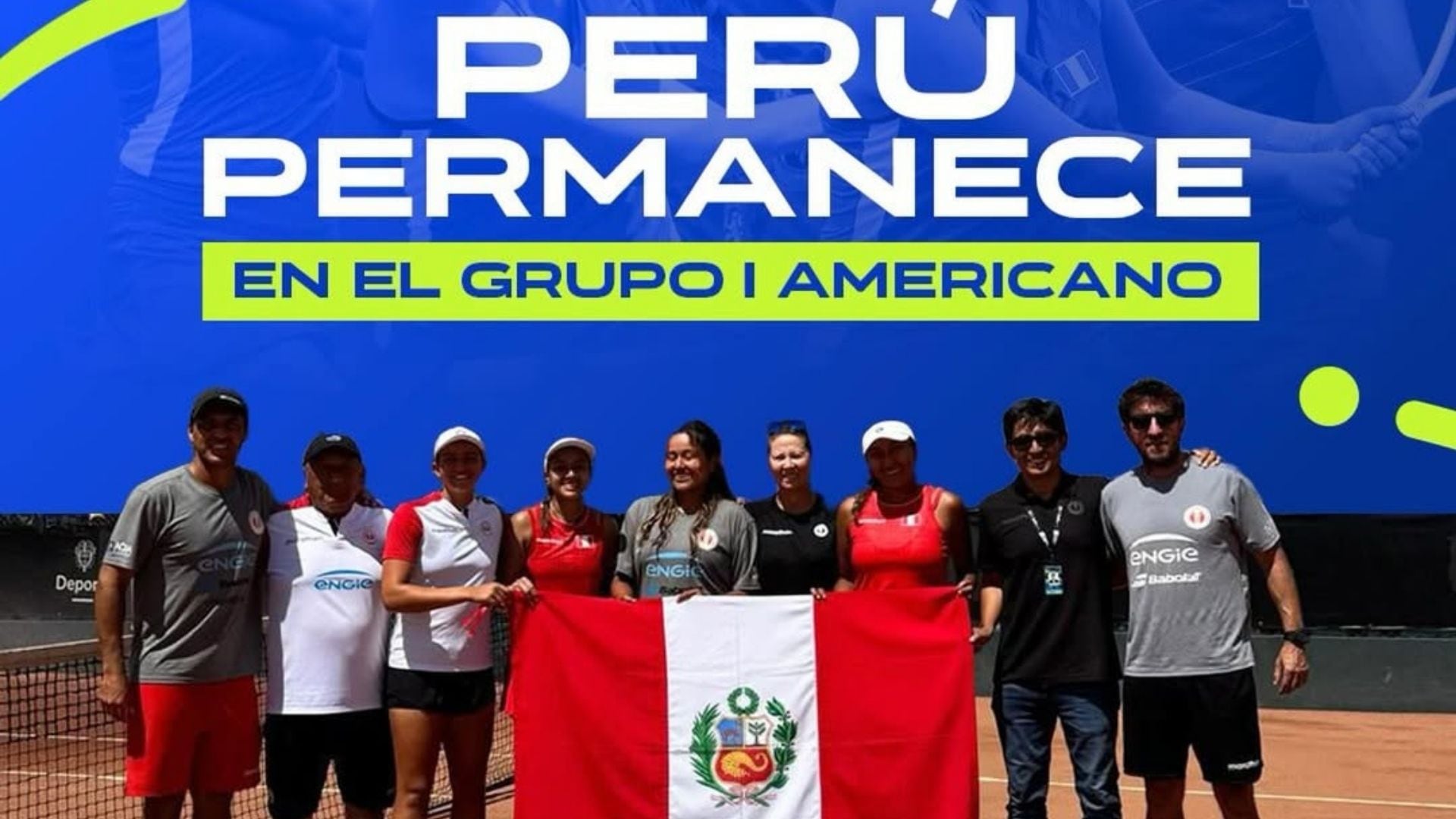 Perú celebra la permanencia en Ibagué tras la victoria ante Venezuela. Crédito: Federación Peruana de Tenis.