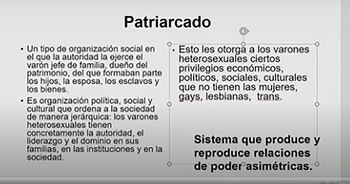 Una de las filminas proyectadas