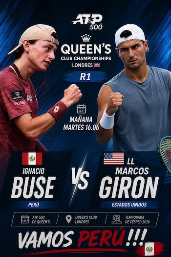 Ignacio Buse enfrenta a Marcos Giron en Queen's.