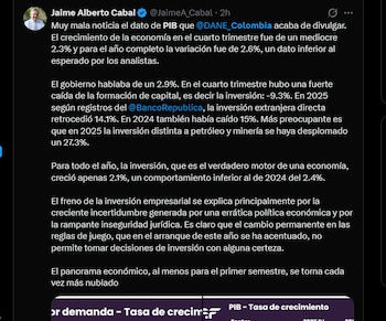 Reacción del presidente de Fenalco