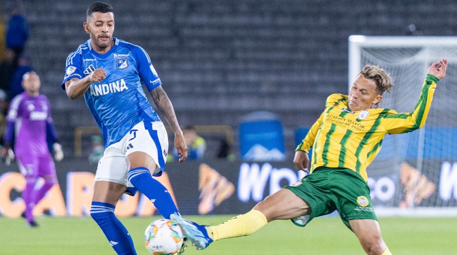 Millonarios logró la victoria 3-1 sobre Real Cartagena, con buena ventaja para la vuelta en la capital de Bolívar - crédito Millonarios FC