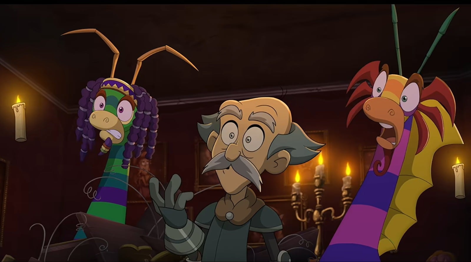 Lalo España se refirió a Evaristo como una figura que mantiene el buen ánimo frente a circunstancias de terror. (Captura del tráiler oficial)
