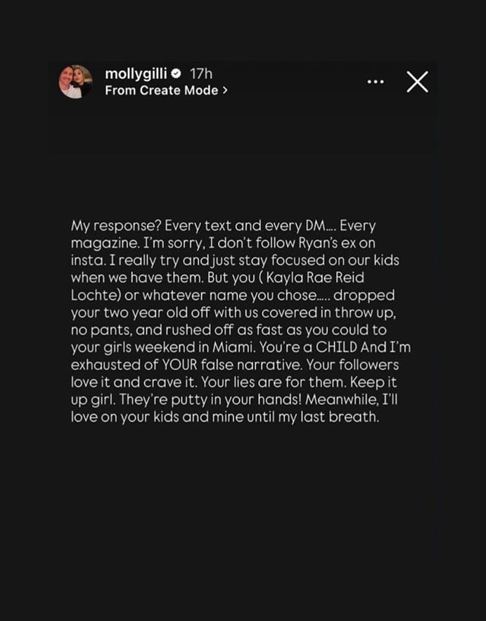 La respuesta inmediata de Molly Gillihan, la actual pareja de la leyenda estadounidense