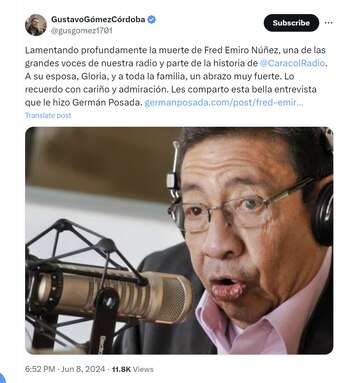 Gustavo Gómez lamentó la muerte