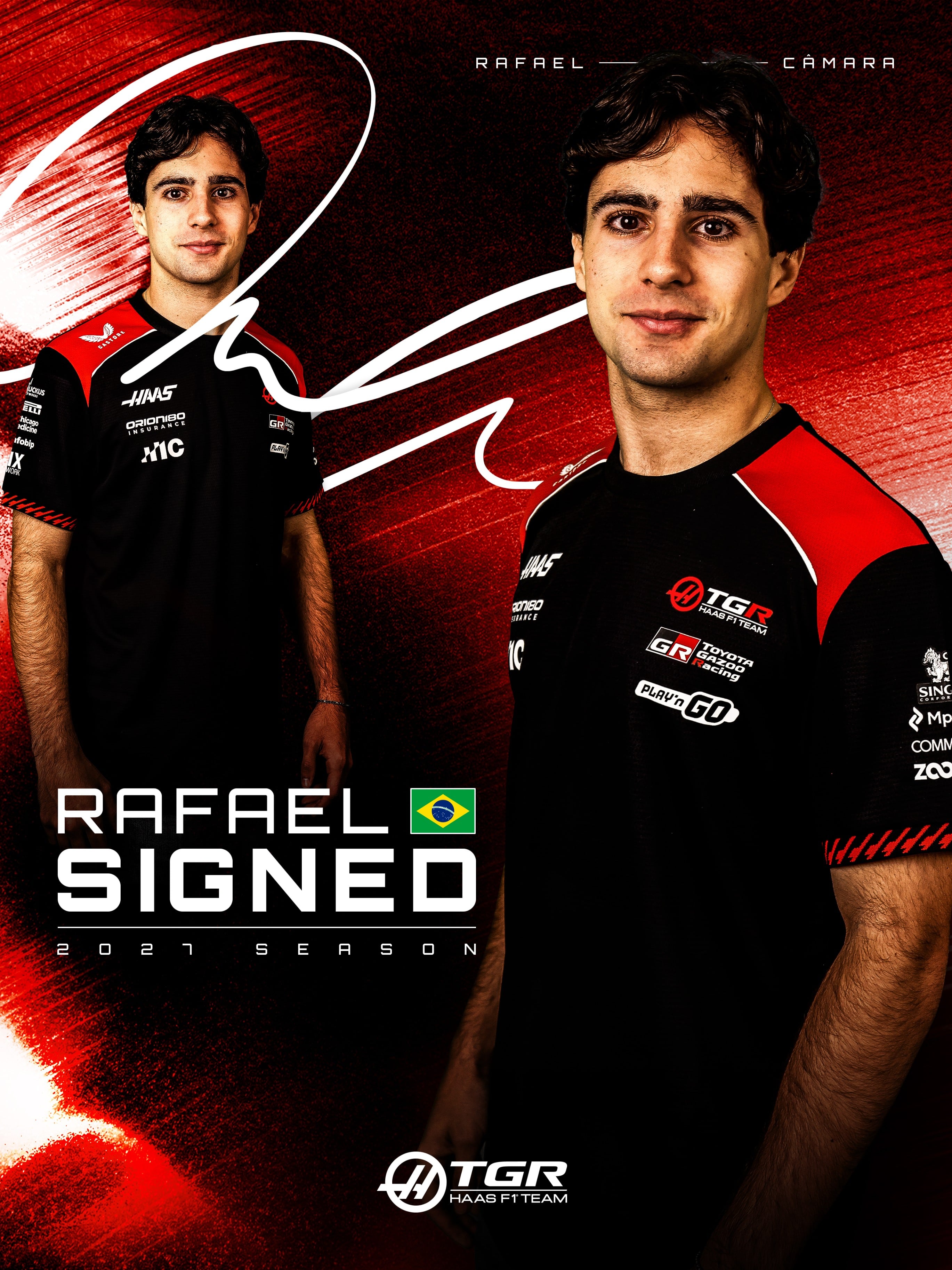 El piloto brasileño Rafael Camara fue anunciado como nuevo piloto de Haas para la temporada 2027 de Fórmula 1 (@HaasF1Team)