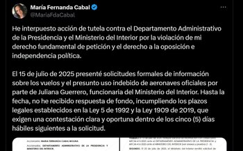 La senadora interpuso una tutela contra el Dapre y el Ministerio del Interior - crédito red social X