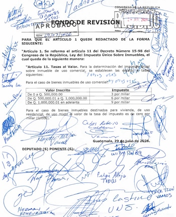 La discusión sobre la reforma del IUSI en Guatemala incluyó advertencias sobre un impacto político hacia 2027 y una enmienda de RaícesGT que no quedó confirmada como aprobada.