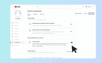 Sección "Para Ti" de YouTube