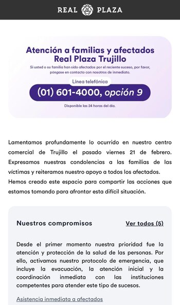 Página web de Real Plaza Trujillo.