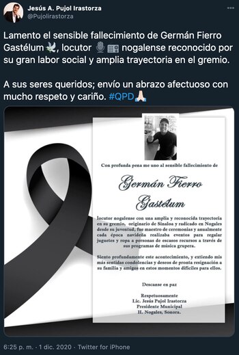 Germán Fierro locutor (Foto: Twitter@Pujolirastorza)