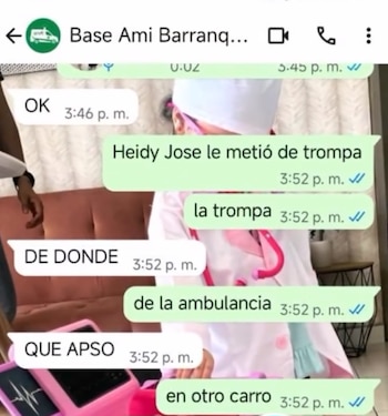 Chats y reportes internos de Ambulancias AMI revelan bonificaciones por traslados rápidos, según la familia de Karol Amaya - crédito captura pantalla/@denunciapublica15/Instagram