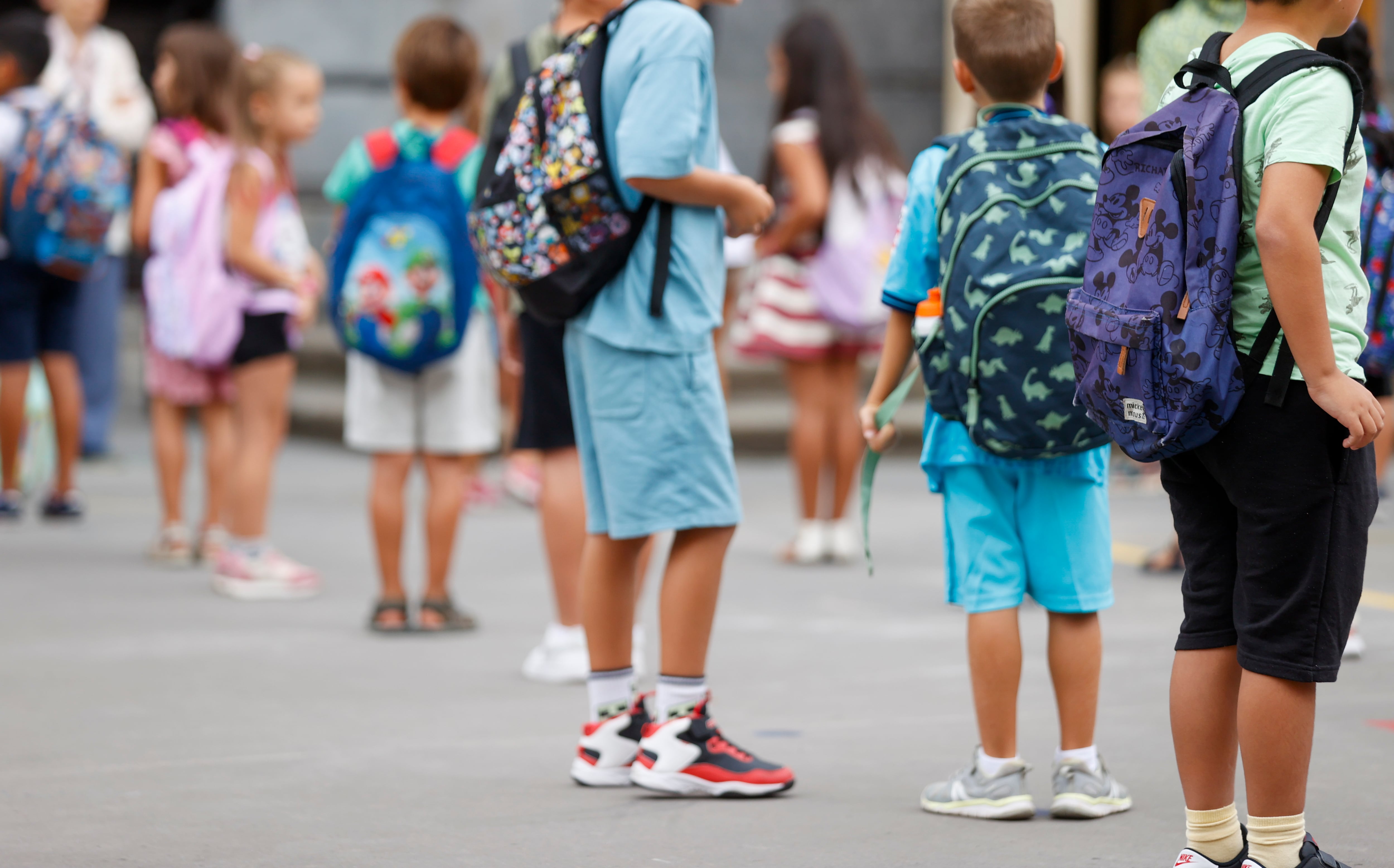 Varios niños esperan para entrar a las aulas de un colegio. (EFE/Luis Tejido)