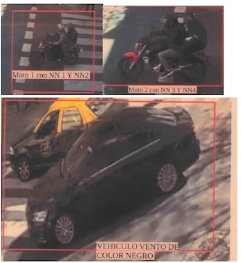 La formación criminal de la banda: dos motos y un auto de apoyo ligado a Astudillo