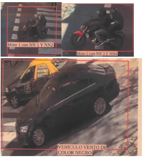 La formación criminal de la banda: dos motos y un auto de apoyo ligado a Astudillo
