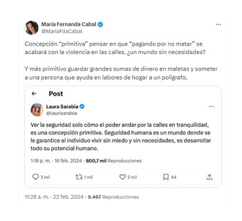 La senadora se despachó contra