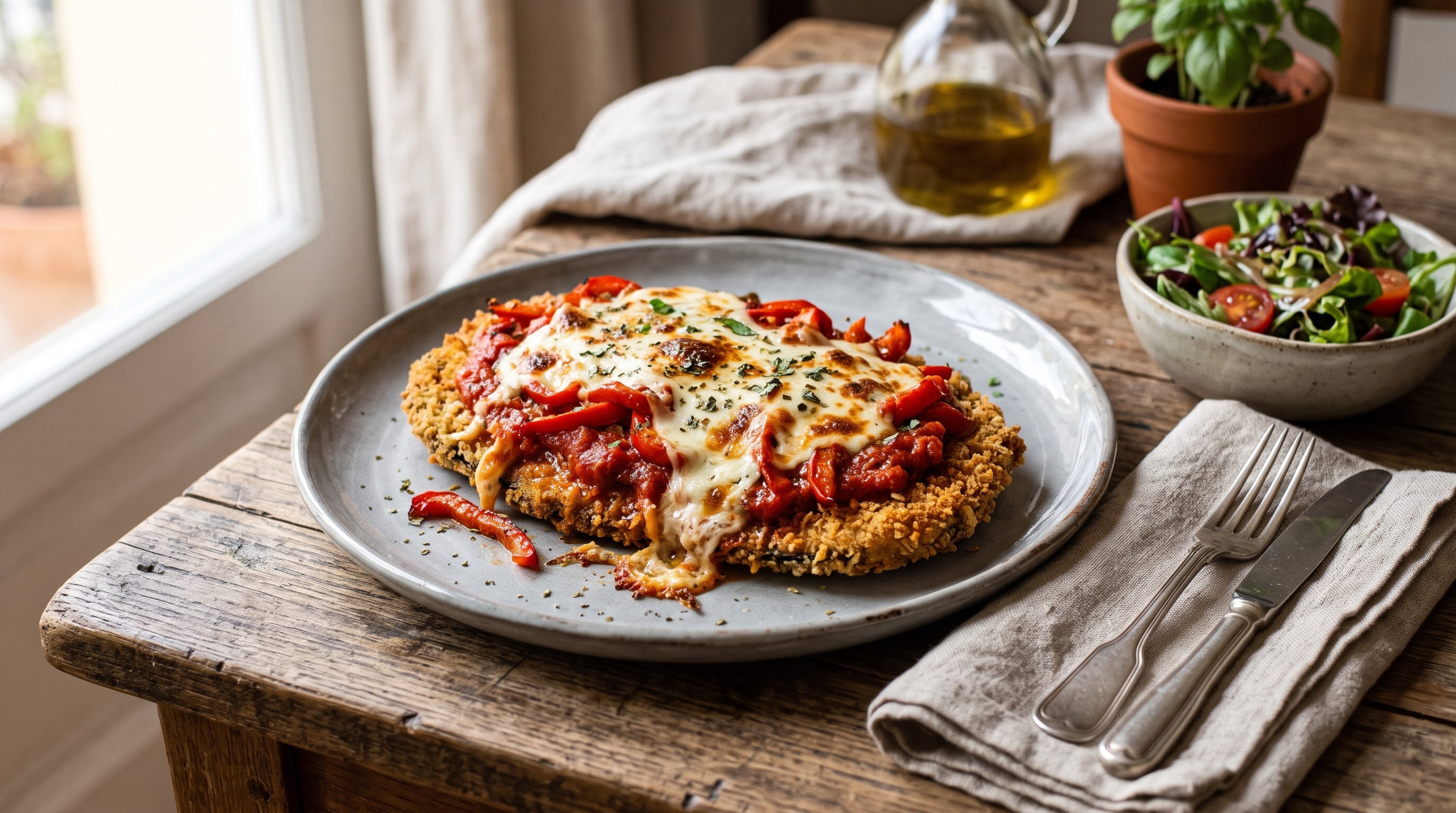 Receta de milanesa de berejena a la napolitana, rápida y fácil