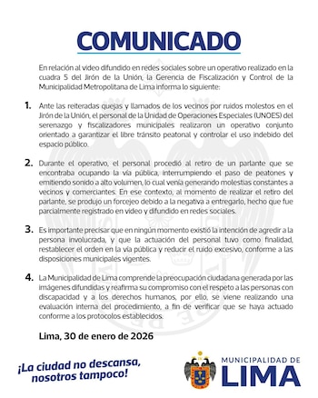 Comunicado de la MML.
