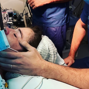 Dalma Maradona durante el nacimiento