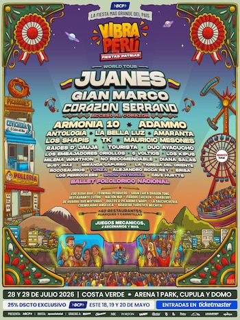 Juanes, Gian Marco y Corazón Serrano encabezan el cartel de Vibra Perú 2026, el festival más esperado del año.