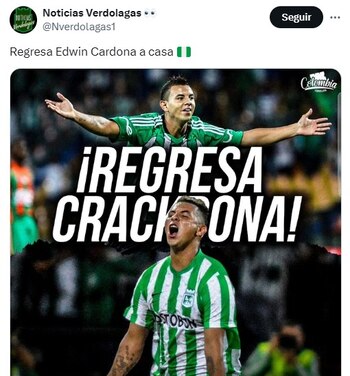Los seguidores del club antioqueño se informan a partir de cuentas que son de medios partidarios - crédito Noticias Verdolagas / X