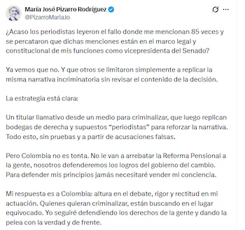 María José Pizarro se pronunció sobre el fallo a Iván Name