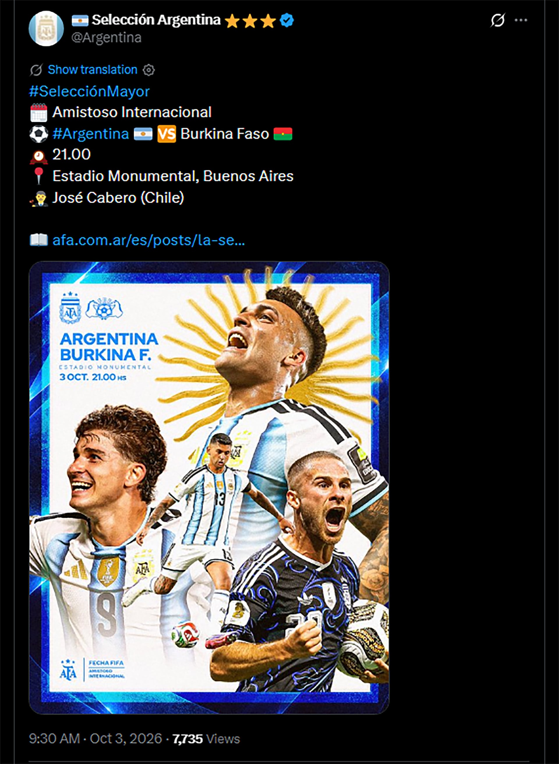 La selección argentina anunció los detalles del partido amistoso contra Burkina Faso en el Estadio Monumental de Buenos Aires