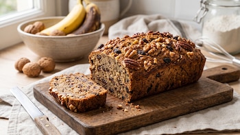 Receta de pan de plátanos con frutos secos, rápida y fácil
