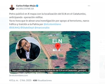 El exsenador Carlos Felipe Mejía pidió abrir una investigación por apoyo al terrorismo en contra de Petro - crédito @CARLOSFMEJIA/X