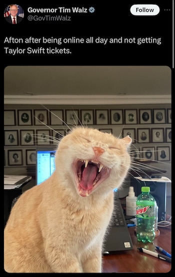 El tuit de Walz sobre las entradas de Taylor Swift