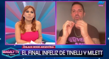 Explota versión sobre Milett Figueroa y Dante Gebel: Tinelli queda en shock tras declaración. Captura: Magaly TV La Firme.