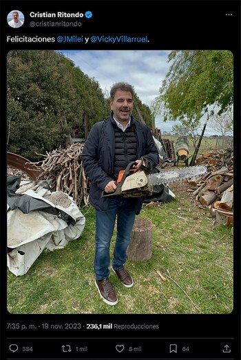 Las felicitaciones de Cristian Ritondo