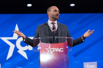 Eduardo Bolsonaro habla durante una conferencia de la CPAC, (Maryland, Estados Unidos)