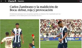 Clarín sobre actuación de Carlos Zambrano en Universitario vs Alianza Lima.