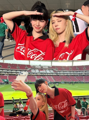 Karina y Winter en el Mundial 2026 apoyando a Corea del Sur