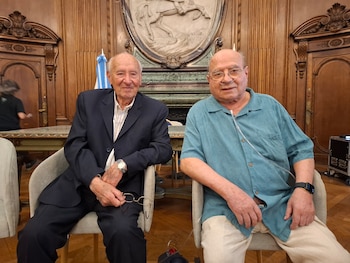José Herceg y Jorge Pedersoli en el homenaje del año pasado en la Legislatura Porteña
