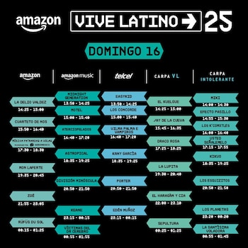 Horarios para el domingo 16