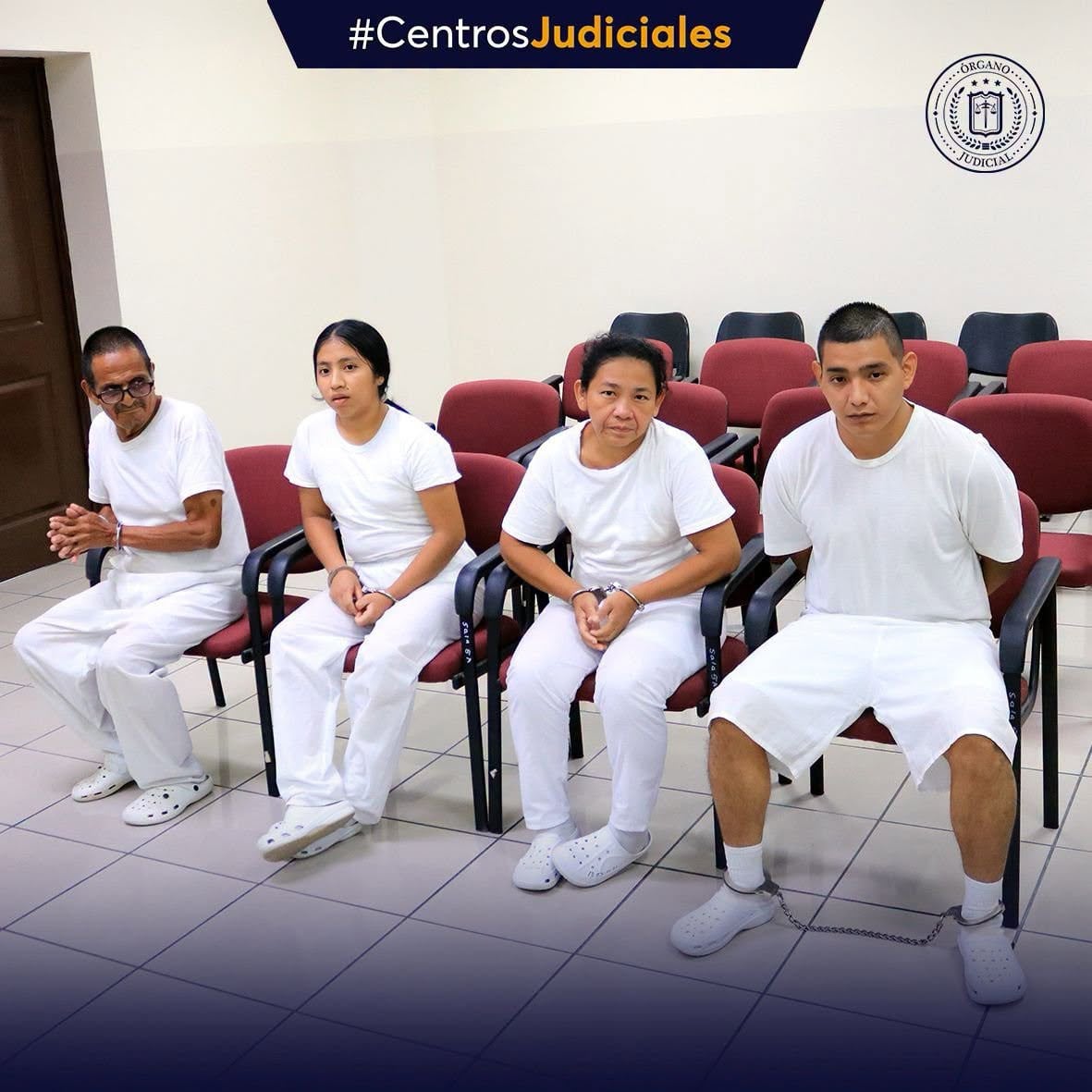 El Tribunal Quinto de Sentencia de San Salvador impuso penas de hasta 45 años de cárcel a los procesados por el homicidio de un recién nacido en San Martín (Cortesía: @JuzgadosSV).