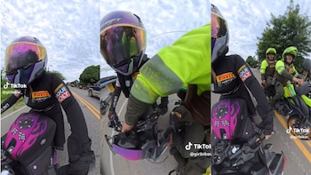 Mujer trató de huir en moto de la policía - crédito girlbiker_ / TikTok