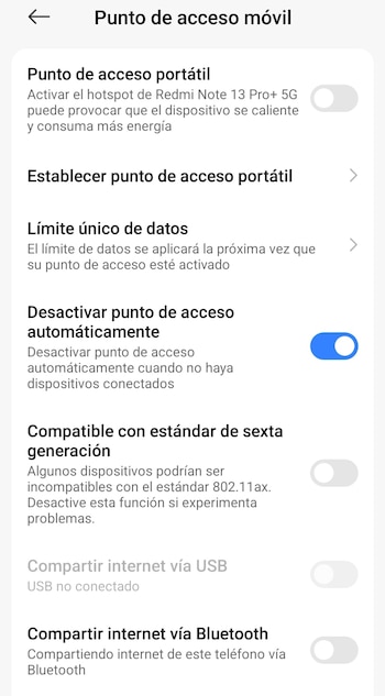 La configuración de Android permite