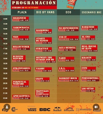 Horarios de Rock Al Parque para el sábado 10 de octubre - crédito @rockalparqueoficial/Instagram