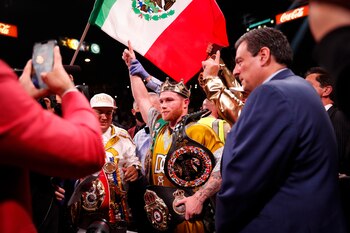 Fotografía de archivo del boxeador mexicano Saúl "Canelo" Álvarez. EFE/EPA/CAROLINE BREHMAN
