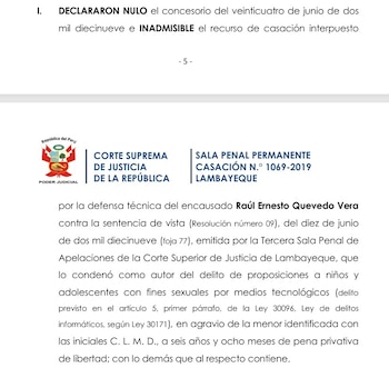 Corte Suprema rechazó casación del