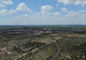 A drone view shows the