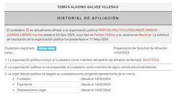 Tomás Gálvez sigue afiliado a